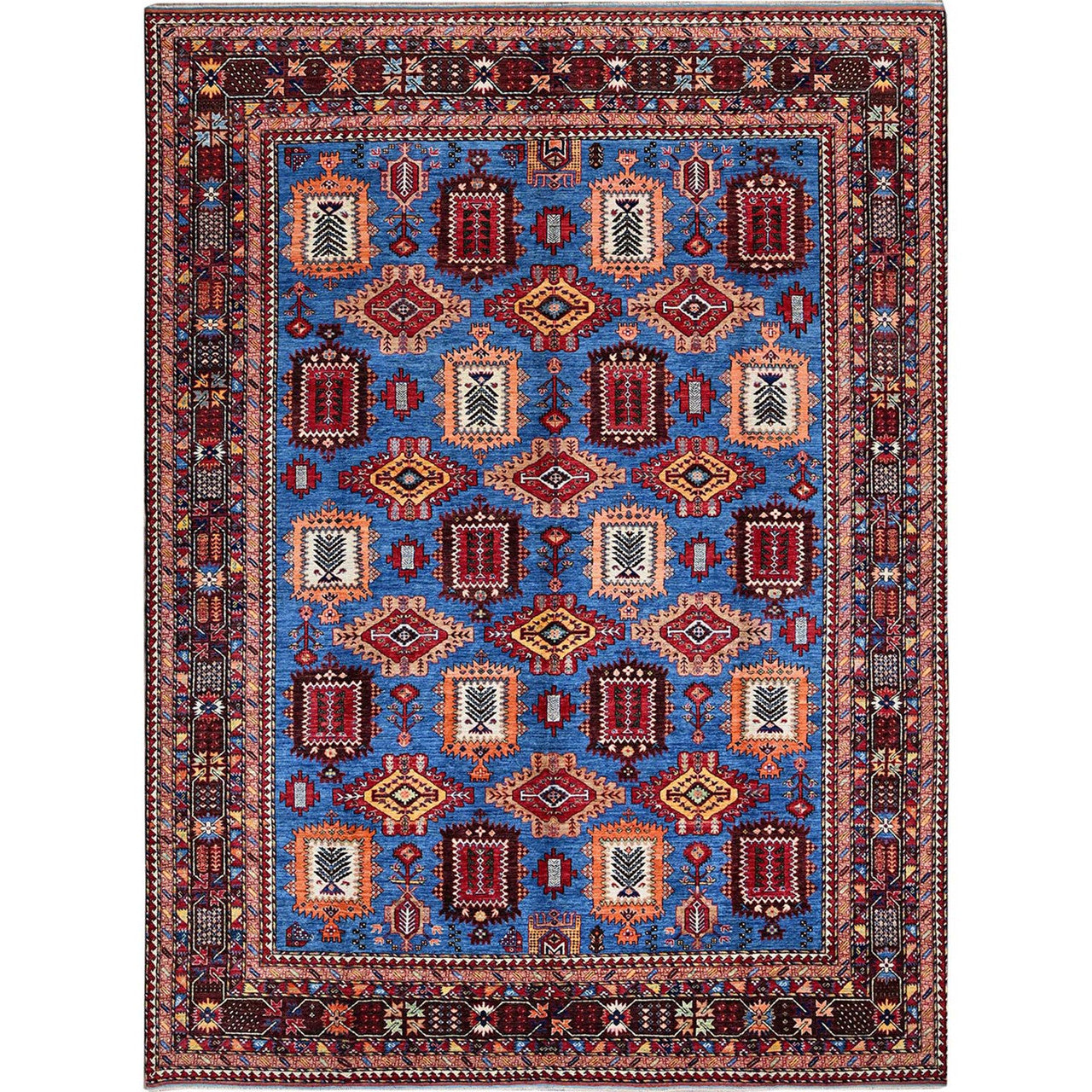 Kazak Wool Hand Knotted Rug Blue 10.1x13.4 -O0563