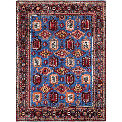 Kazak Wool Hand Knotted Rug Blue 10.1x13.4 -O0563