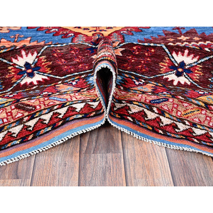 Kazak Wool Hand Knotted Rug Blue 10.1x13.4 -O0563