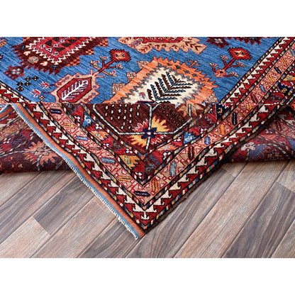 Kazak Wool Hand Knotted Rug Blue 10.1x13.4 -O0563