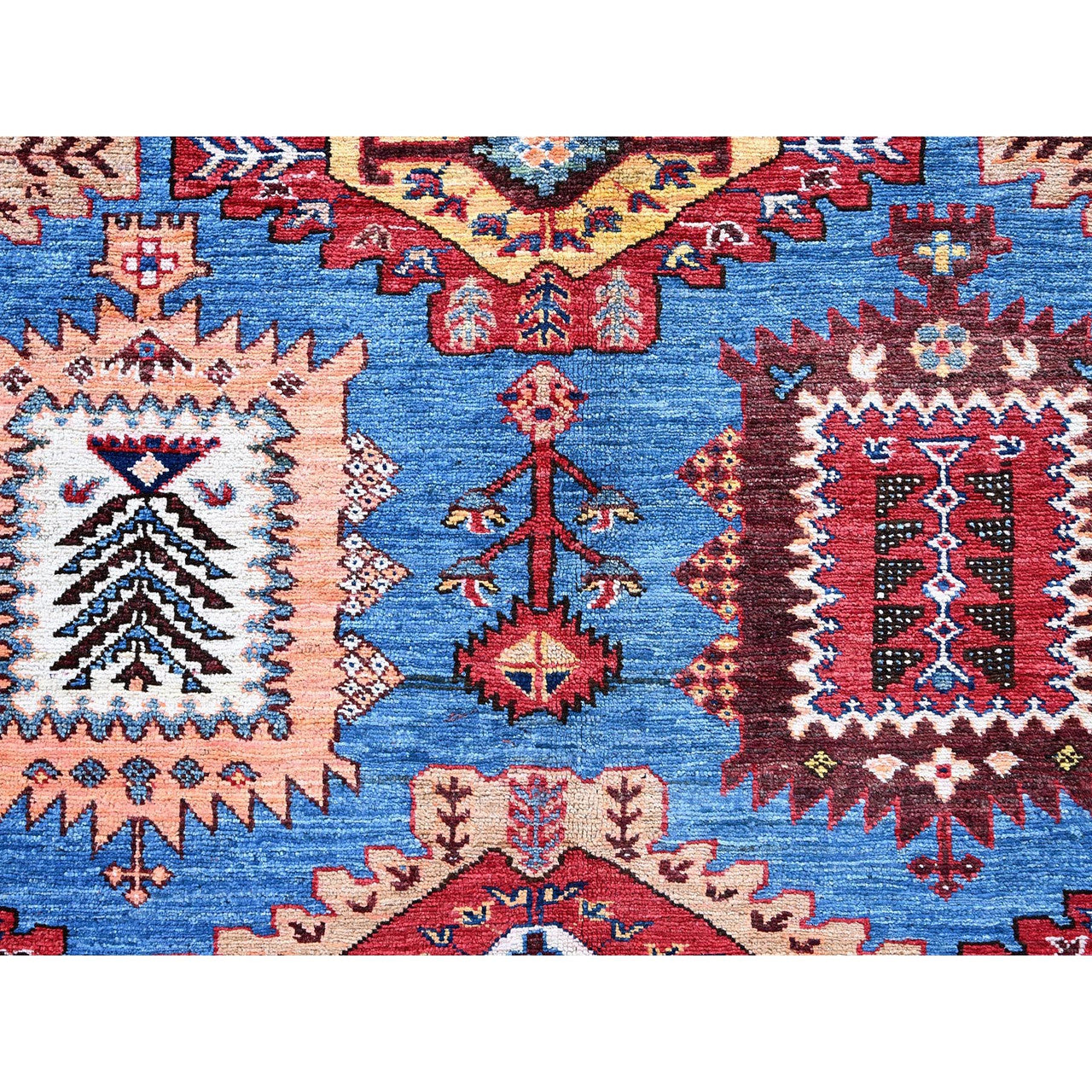Kazak Wool Hand Knotted Rug Blue 10.1x13.4 -O0563