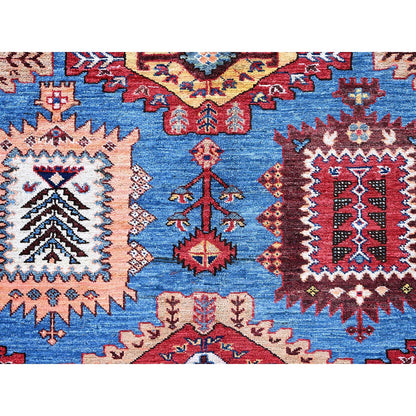 Kazak Wool Hand Knotted Rug Blue 10.1x13.4 -O0563
