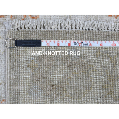 Oushak And Peshawar Wool Hand Knotted Rug Beige Ivory 2.8X10.0 -O056408