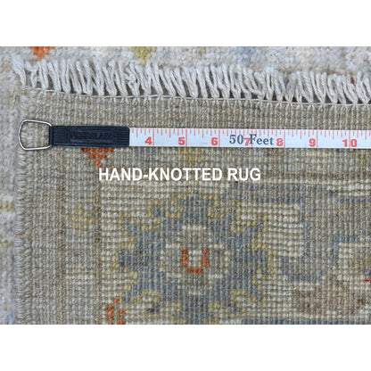 Oushak And Peshawar Wool Hand Knotted Rug Beige Ivory 3.2X9.7 -O056411