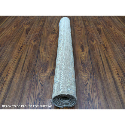 Tribal & Geometric Wool Hand Knotted Rug Brown No Border 4.0X5.10 -O056424