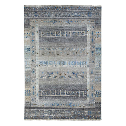 Tribal & Geometric Wool Hand Knotted Rug Grey No Border 5.10X8.10 -O056427