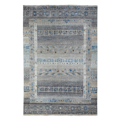Tribal & Geometric Wool Hand Knotted Rug Grey No Border 5.10X8.10 -O056427