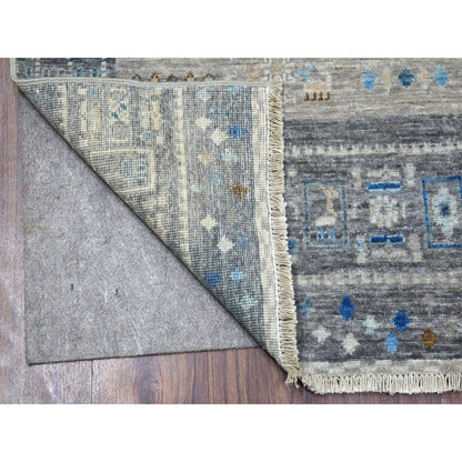 Tribal & Geometric Wool Hand Knotted Rug Grey No Border 5.10X8.10 -O056427