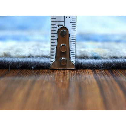 Tribal & Geometric Wool Hand Knotted Rug Blue No Border 2.10X4.10 -O056457