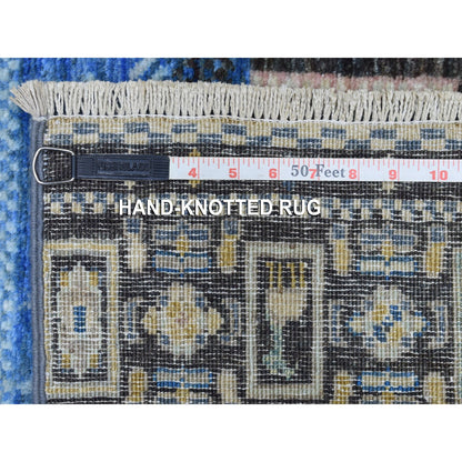 Tribal & Geometric Wool Hand Knotted Rug Blue No Border 2.10X4.10 -O056457