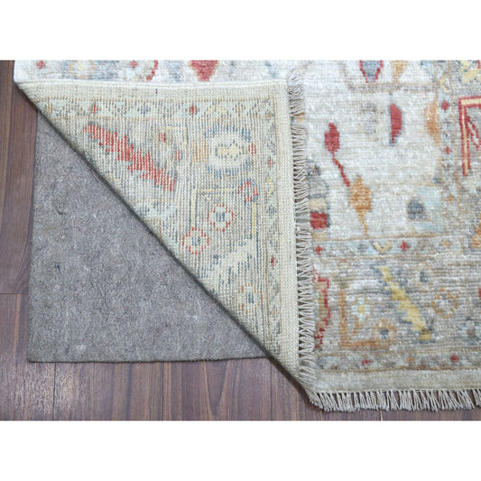 Oushak And Peshawar Wool Hand Knotted Rug Grey Gray 2.8X16.1 -O056477