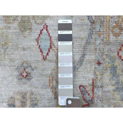 Oushak And Peshawar Wool Hand Knotted Rug Grey Gray 2.8X16.1 -O056477