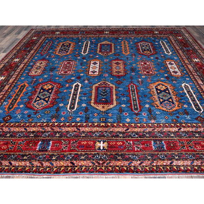 Kazak Wool Hand Knotted Rug Blue 9.9x10.4 -O0564