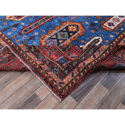 Kazak Wool Hand Knotted Rug Blue 9.9x10.4 -O0564