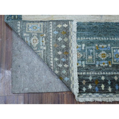 Tribal & Geometric Wool Hand Knotted Rug Grey No Border 2.7X9.6 -O056516