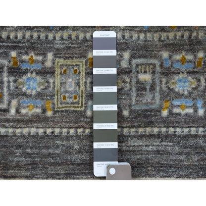 Tribal & Geometric Wool Hand Knotted Rug Grey No Border 2.7X9.6 -O056516
