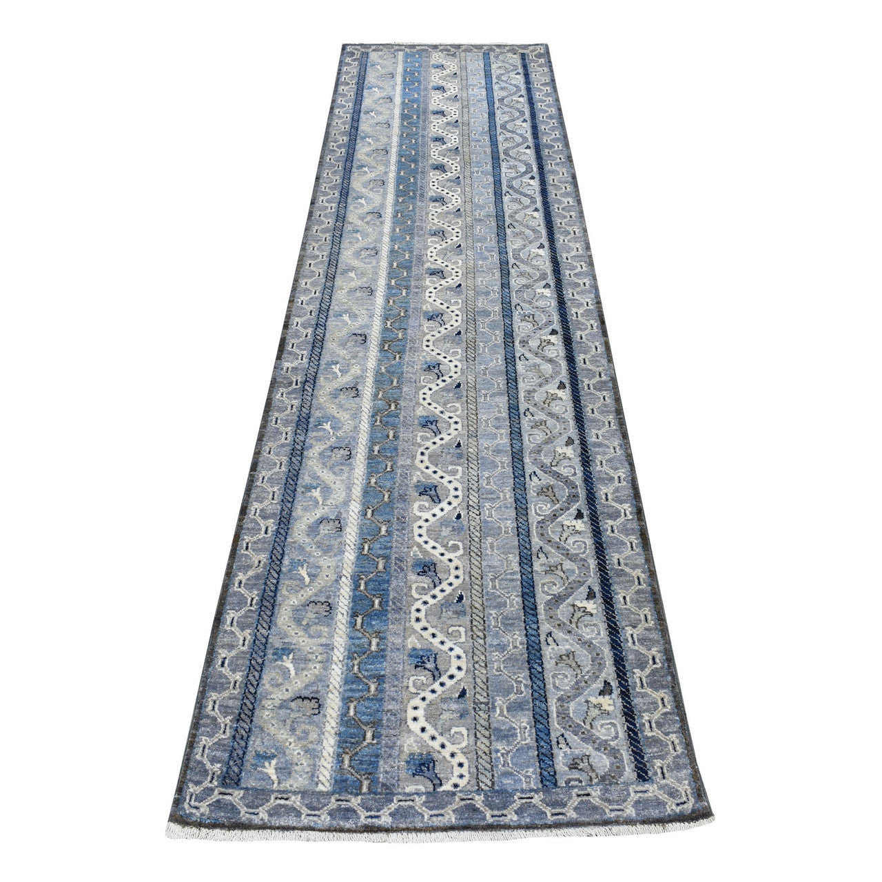 Gray 2'6" x 9'7" Kazak Hand knotted Wool Rug - Sku: O056517