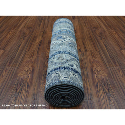Kazak Wool Hand Knotted Rug Grey No Border 2.6X9.7 -O056517