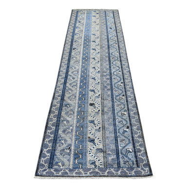 Kazak Wool Hand Knotted Rug Grey No Border 2.7X9.8 -O056520