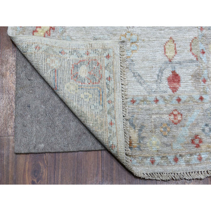 Oushak And Peshawar Wool Hand Knotted Rug Grey Gray 2.6X14.0 -O056564
