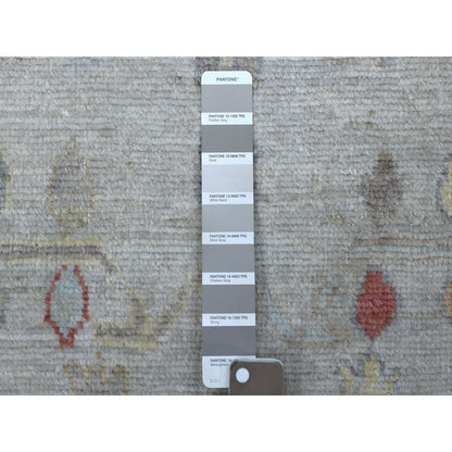 Oushak And Peshawar Wool Hand Knotted Rug Grey Gray 2.6X14.0 -O056564