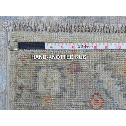 Oushak And Peshawar Wool Hand Knotted Rug Grey Gray 2.6X14.0 -O056564