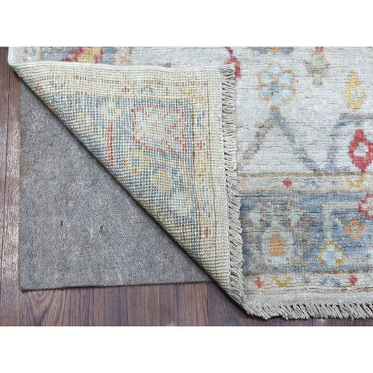Oushak And Peshawar Wool Hand Knotted Rug Grey Blue 2.8X14.1 -O056566