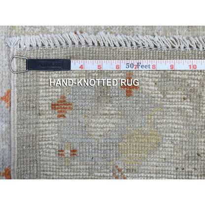 Oushak And Peshawar Wool Hand Knotted Rug Beige Ivory 2.8X10.0 -O056592