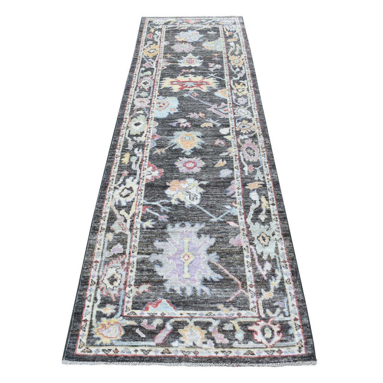 Black 2'10" x 9'10" Oushak And Peshawar Hand knotted Wool Rug - Sku: O056596