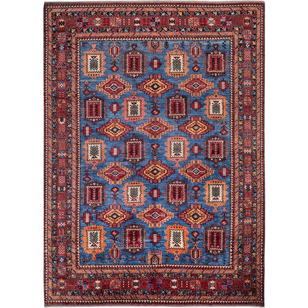 Kazak Wool Hand Knotted Rug Blue 9.11x13.6 -O0565