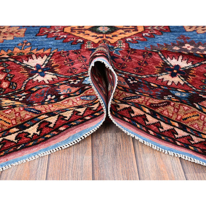 Kazak Wool Hand Knotted Rug Blue 9.11x13.6 -O0565