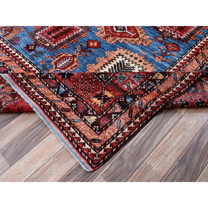 Kazak Wool Hand Knotted Rug Blue 9.11x13.6 -O0565