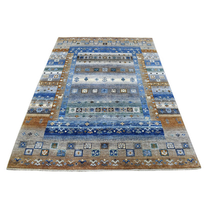 Tribal & Geometric Wool Hand Knotted Rug Grey No Border 5.8X7.10 -O056617