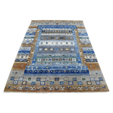 Tribal & Geometric Wool Hand Knotted Rug Grey No Border 5.8X7.10 -O056617