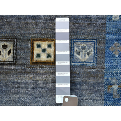 Tribal & Geometric Wool Hand Knotted Rug Grey No Border 5.8X7.10 -O056617