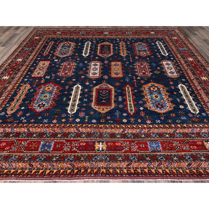 Kazak Wool Hand Knotted Rug Blue 9.11x10.2 -O0566