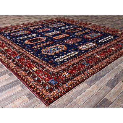 Kazak Wool Hand Knotted Rug Blue 9.11x10.2 -O0566