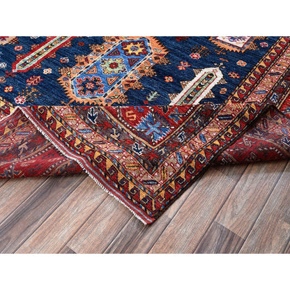 Kazak Wool Hand Knotted Rug Blue 9.11x10.2 -O0566