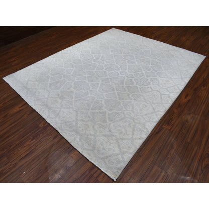 Oushak And Peshawar Wool Hand Knotted Rug Ivory Ivory 8.0X9.9 -O056732