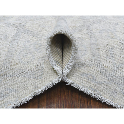 Oushak And Peshawar Wool Hand Knotted Rug Ivory Ivory 8.0X9.9 -O056732