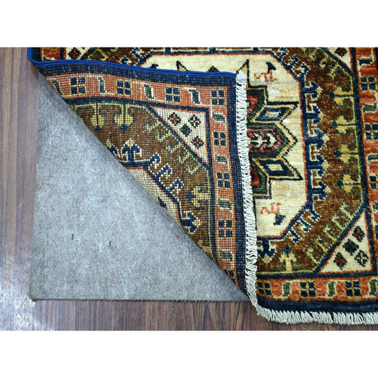 Tribal & Geometric Wool Hand Knotted Rug Blue Orange 2.0X3.1 -O056760