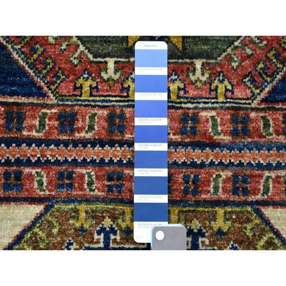 Tribal & Geometric Wool Hand Knotted Rug Blue Red 1.10X3.0 -O056764