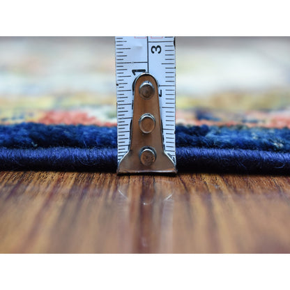 Tribal & Geometric Wool Hand Knotted Rug Blue Red 1.10X3.0 -O056764