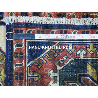 Tribal & Geometric Wool Hand Knotted Rug Blue Red 1.10X3.0 -O056764