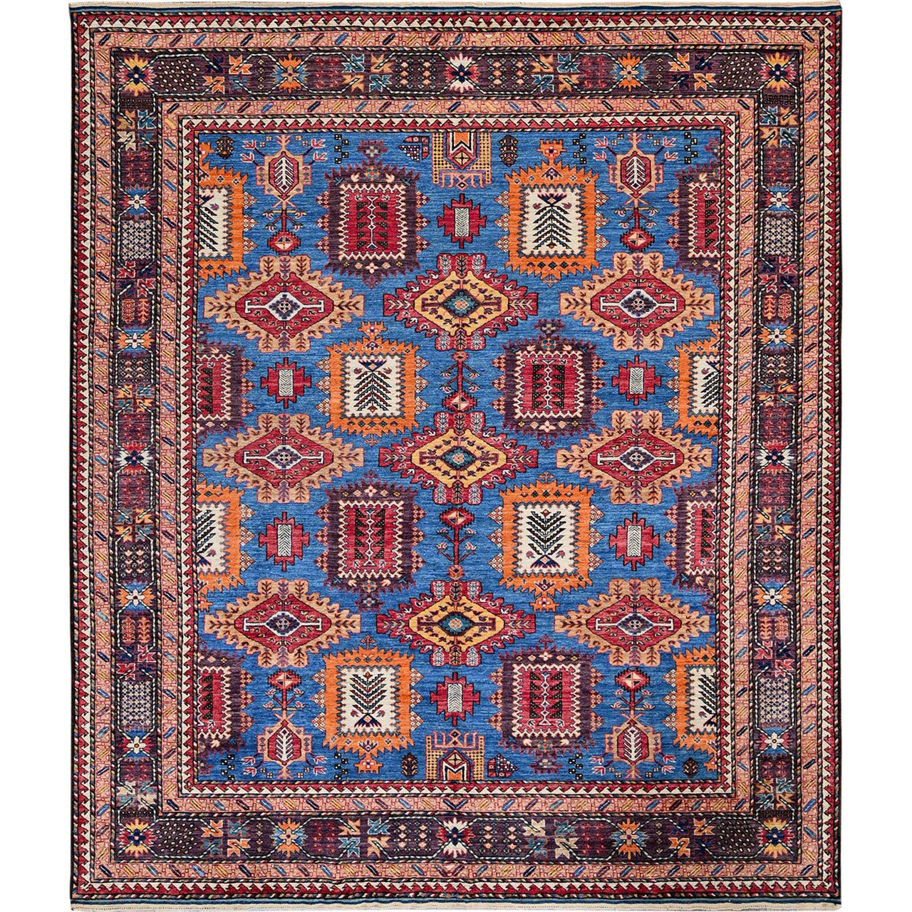 Kazak Wool Hand Knotted Rug Blue 8.3x9.6 -O0567