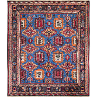 Kazak Wool Hand Knotted Rug Blue 8.3x9.6 -O0567