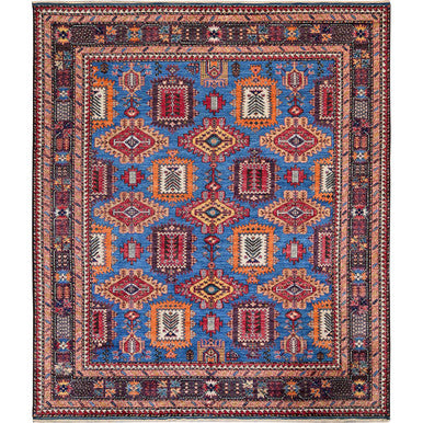 Kazak Wool Hand Knotted Rug Blue 8.3x9.6 -O0567