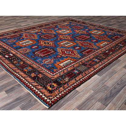 Kazak Wool Hand Knotted Rug Blue 8.3x9.6 -O0567