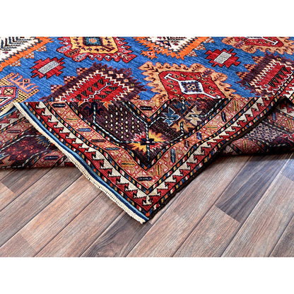 Kazak Wool Hand Knotted Rug Blue 8.3x9.6 -O0567