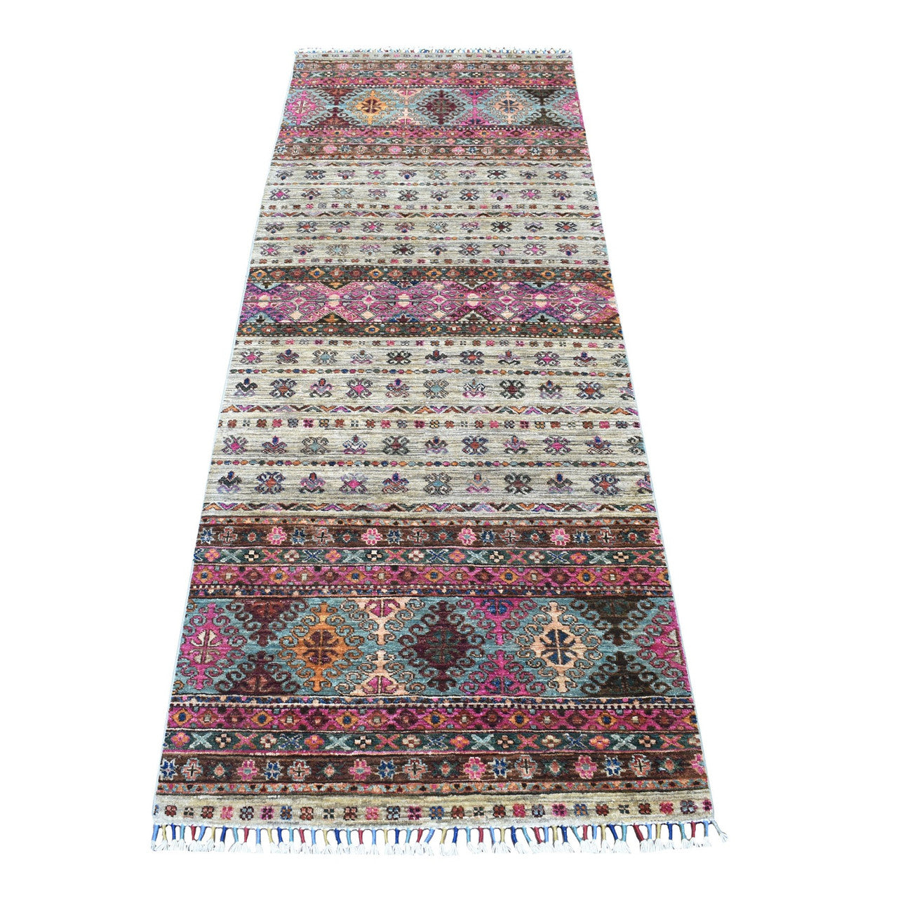 Beige 2'9" x 7'10" Kazak Hand knotted Wool Rug - Sku: O056807